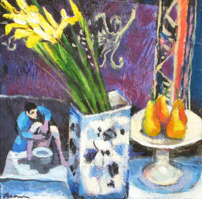 Irises and Pears with Alberto Morrocco Card