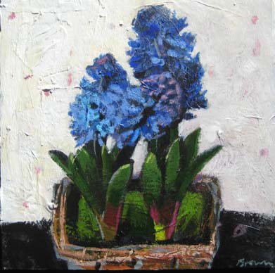 Basket of Blue Hyacinths