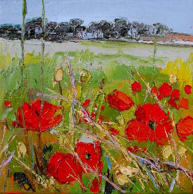 Poppies and Farm near North Berwick, June