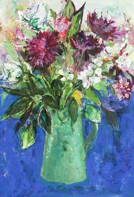 Flowers in a Green Jug