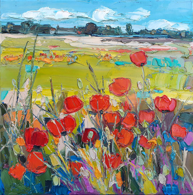 Distant Farm and Poppies, East Lothian