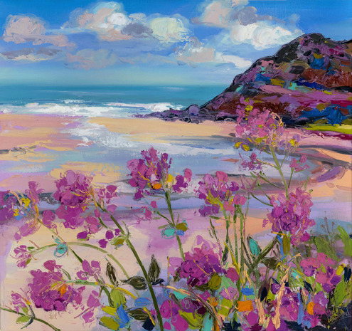 Pink Flowers at Caswell Bay