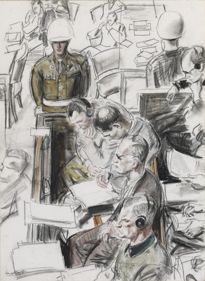 Prisoners in Dock at Nuremberg Trial no.1