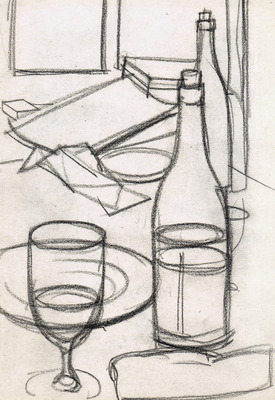Still Life of a Glass and Bottle