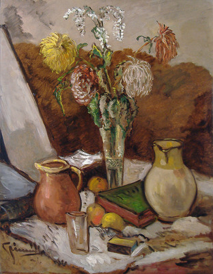 Still Life with Yellow Jugs, Fruit & Bowl