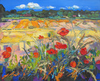 Haybales and Late Poppies, Preston Mill