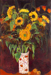 Sunflowers and Black Sunflowers on a Dark Ground