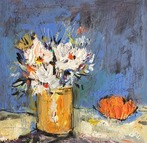 Vase of Daisies with Oranges