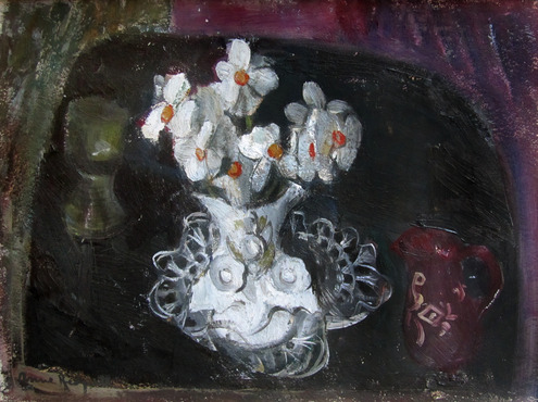 White Flowers in a Victorian Vase