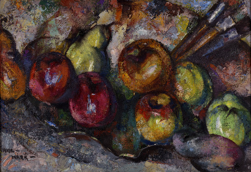 Apples and Pears with Paint Brushes